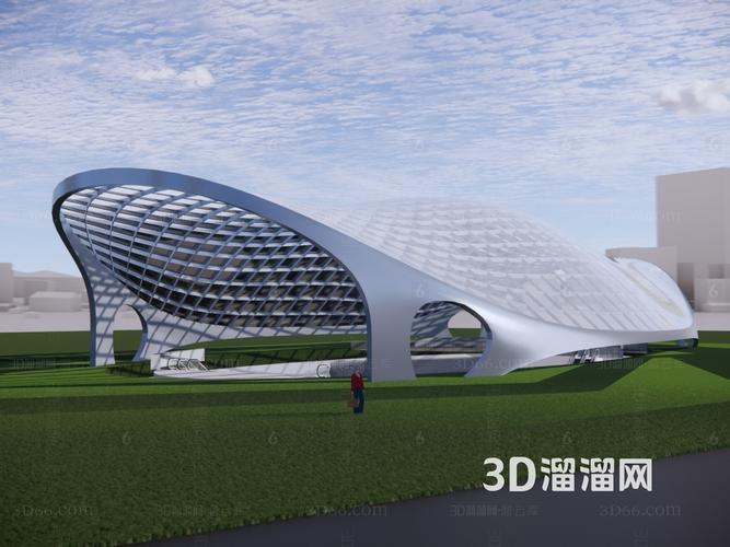 现代地铁站交通建筑SU模型设计解析